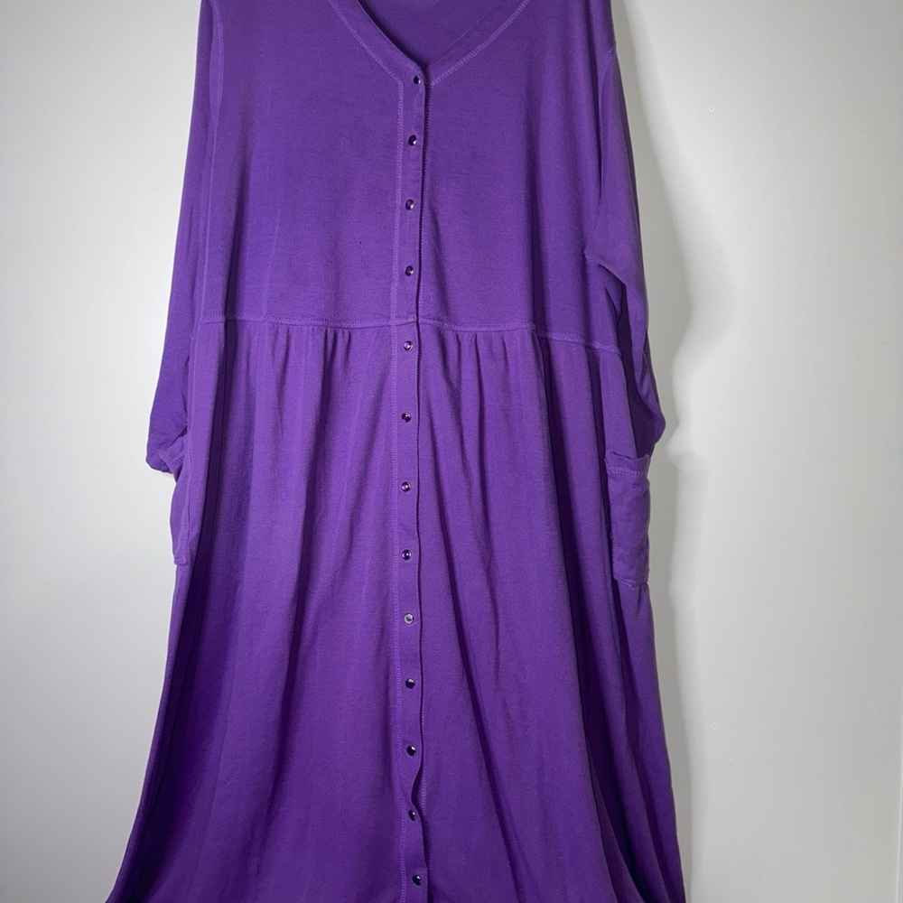Only Necessities Grape Purple Snap Front Women’s Long Sleeve Dress